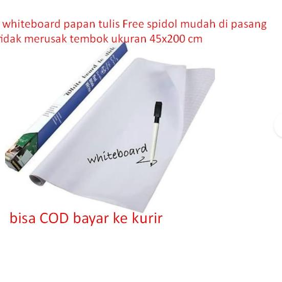 

New - Stiker whiteboard papan tulis spidol mudah di pasang dan tidak merusak tembok ukuran 45x200 cm ✓