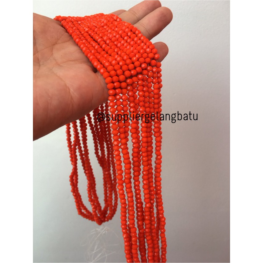 Crystal Ceko Doft 4mm Orange Oren Aksesoris Beads Manik Donat Rondel aksesoris beads craft beads