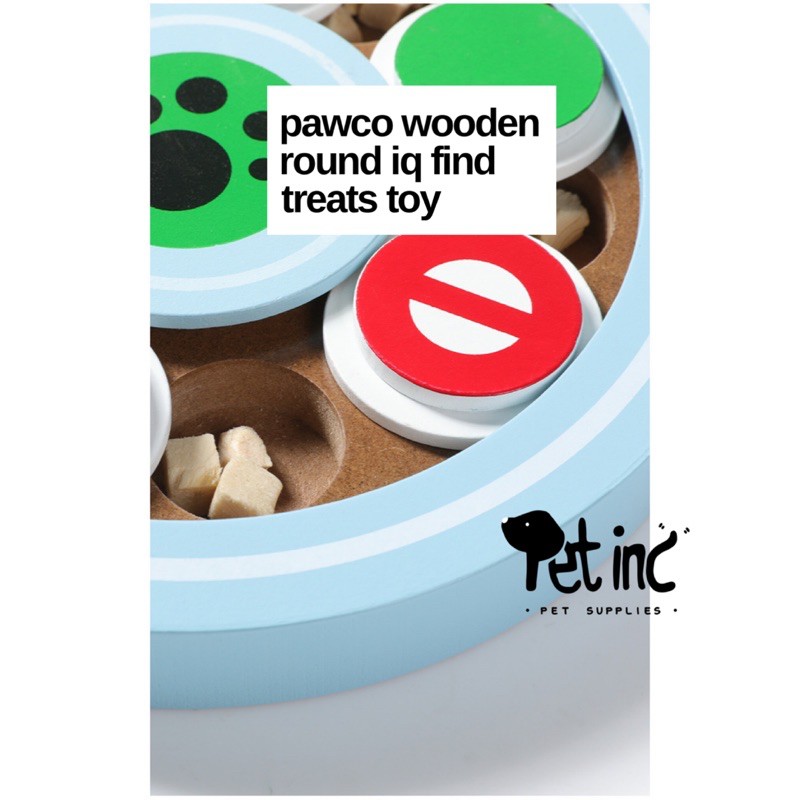 PAWCO WOODEN ROUND IQ FIND TREATS TOY