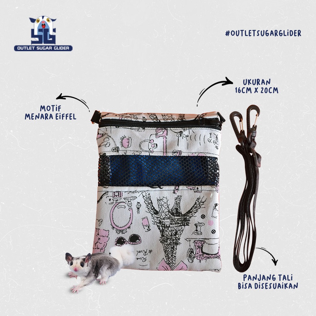 TRAVEL POUCH / BONDING POUCH TAS SUGAR GLIDER / TUPAI TERBANG