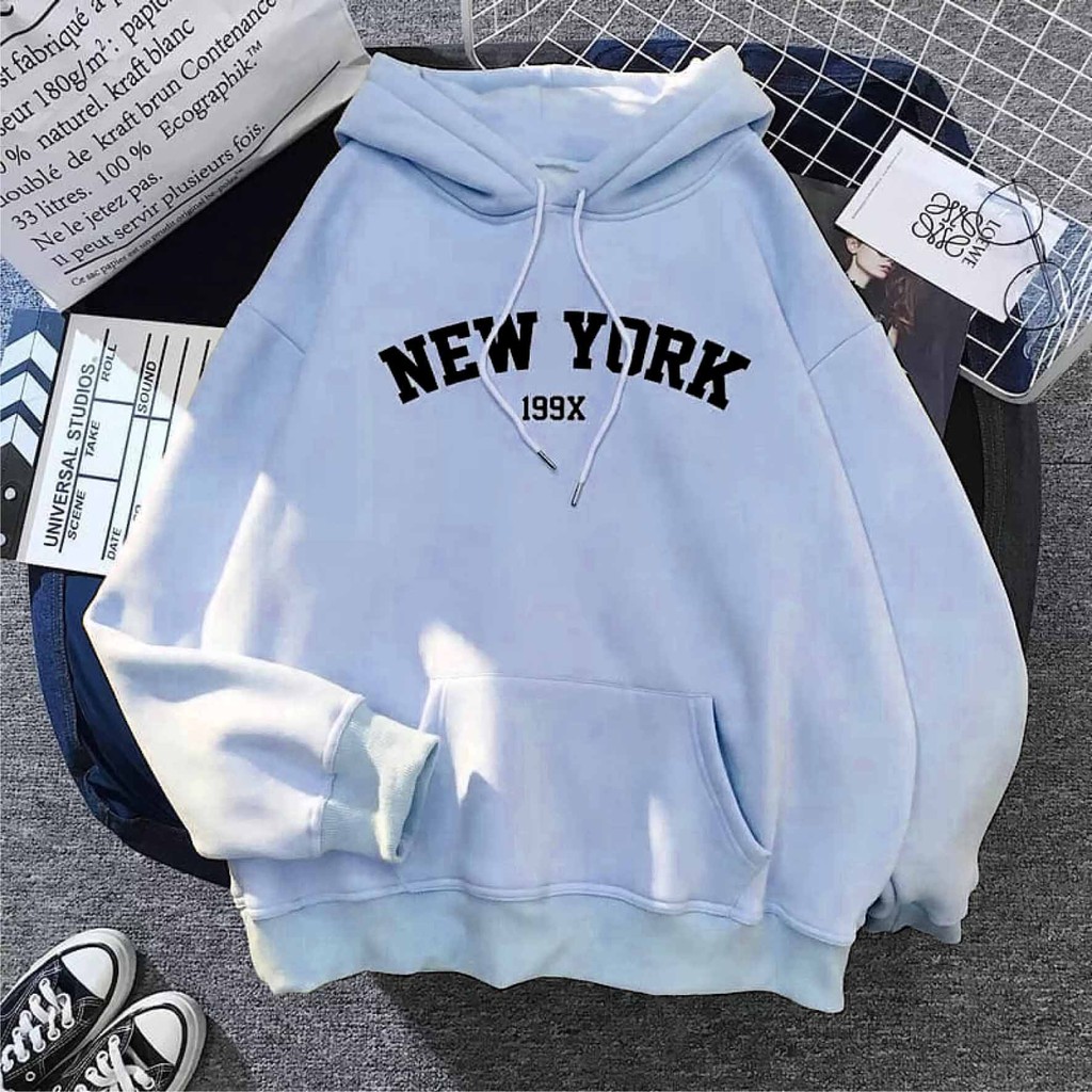 FenishaStore Sweater Hoodie Wanita Kekinian New York 199X Size M-L-XL-XXL