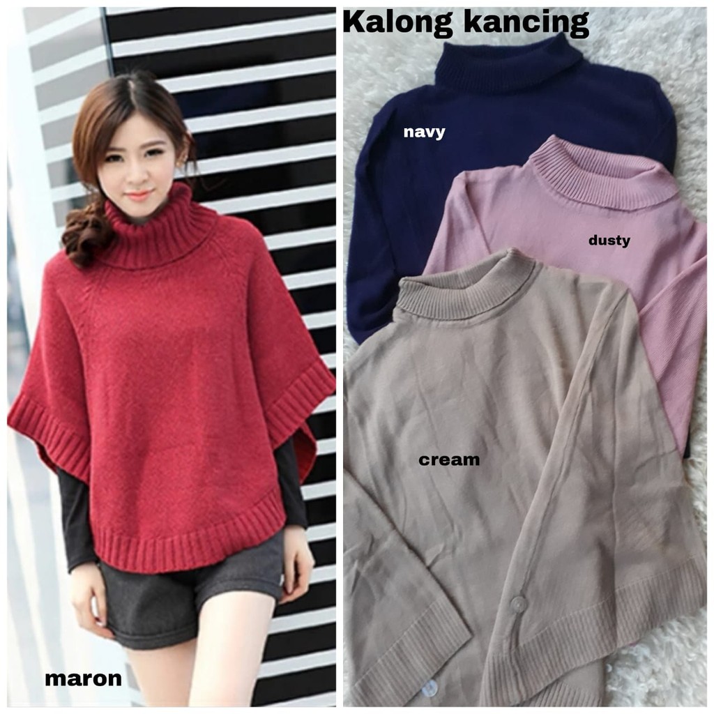 Q- KALONG KANCING/ BLOUSE BAHAN RAJUT/ TERBARU