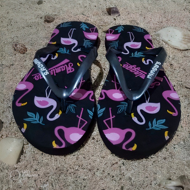 ( BISA COD ) SANDAL JEPIT SENDAL SPON TERBARU MOTIF FLAMINGO LUCU IMUT BISA GROSIR