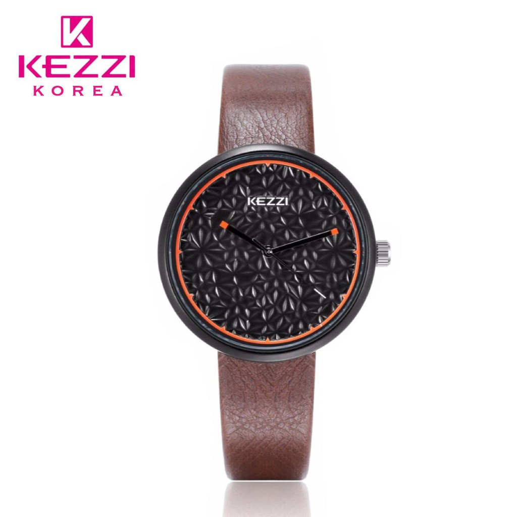 Kezzi Korea 1809 - Jam Tangan Fashion Wanita dan Pria - Cokelat - Model Analog