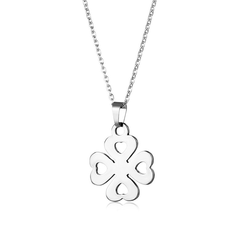 Korea fashion four-leaf clover klavikula rantai liontin sederhana stainless steel Kalung dan liontin