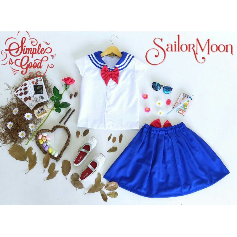 kostum sailor moon. seragam sekolah paud. seragam sekolah tk. baju anak. kostum pelaut