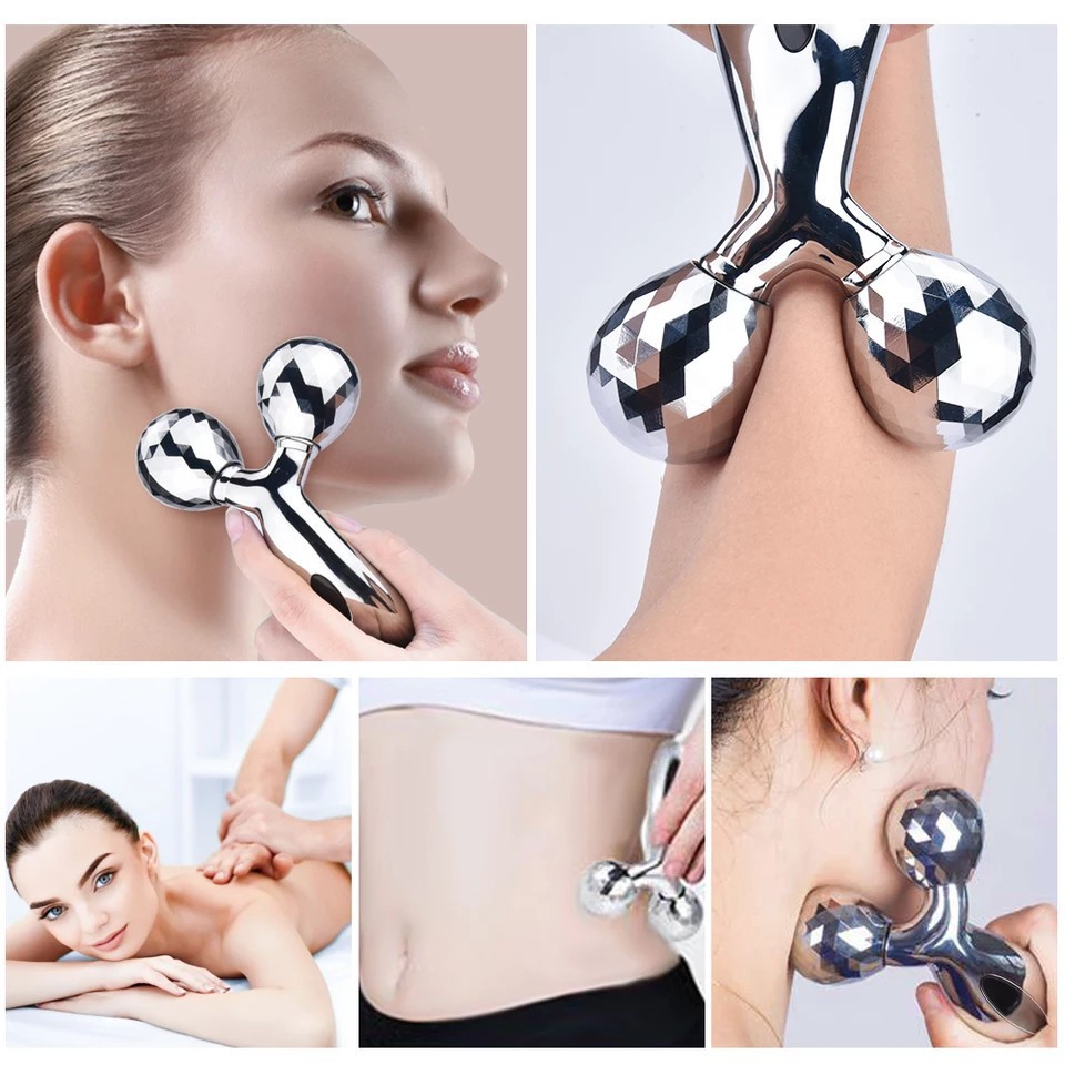 ZILLO Roller Alat Pijat Wajah Pengencang Payudara Roller 3D Massage Relaksasi Pelancar Sirkulasi Darah Face Roller Massager Alat Pijat Wajah Face Lift Kulit 3D Facial