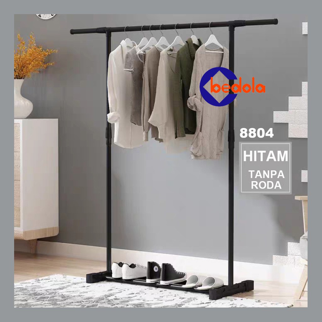 Bedola Stand hanger single rak gantungan serbaguna dengan 4 roda