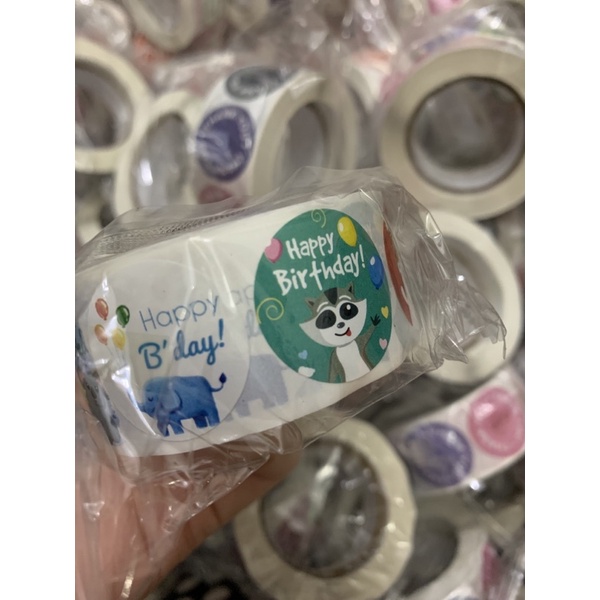[500Pcs/Roll] Sticker Label Happy Birthday Packaging Stiker Ulang Tahun
