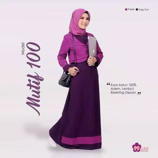 Gamis Kaos MUTIF 100 Ungu Tua || Mutif Damoza Upmore