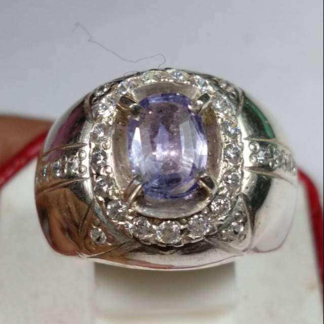 Cincin Blue Saphire Ceylon Asli