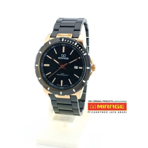 +MIRAGE Jam Tangan Pria Mirage 8549 Black Rosegold Original