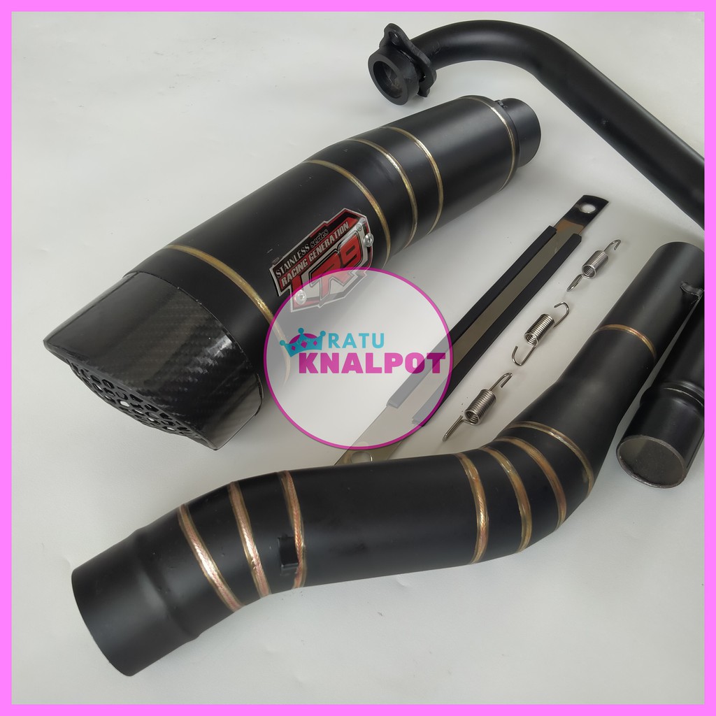 Knalpot Racing R9 H2 Black Fullset For Vixion Old/New