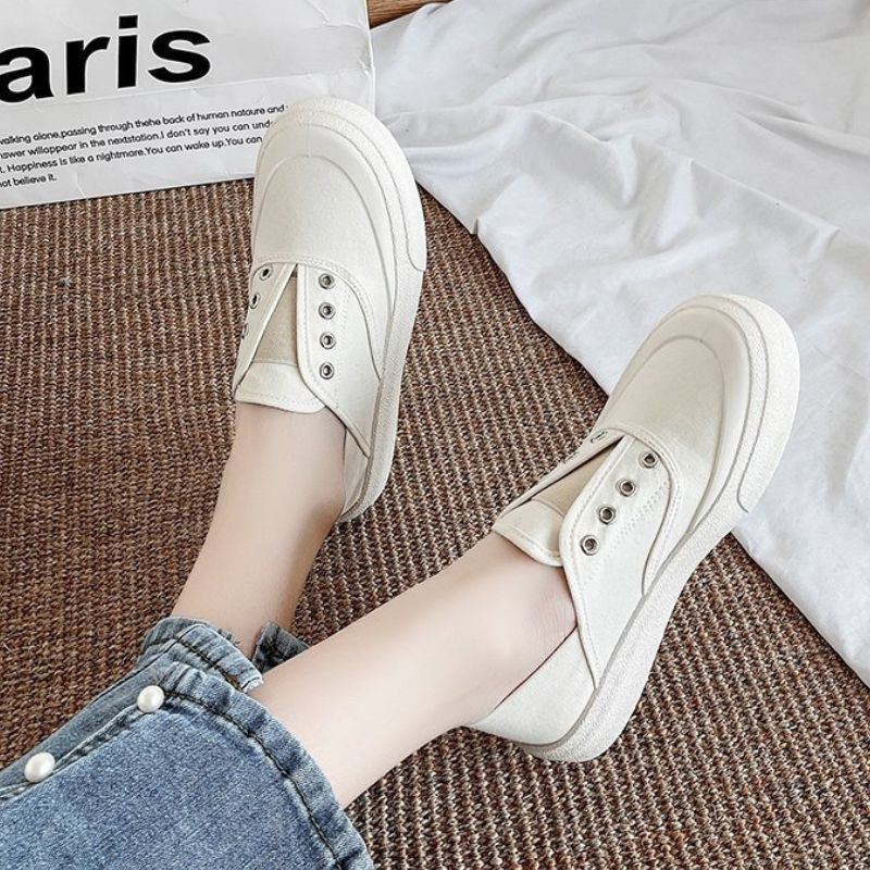 8092 Sepatu Canvas Wanita Putih Fashion Korea Sneakers Import Cewek Kanvas