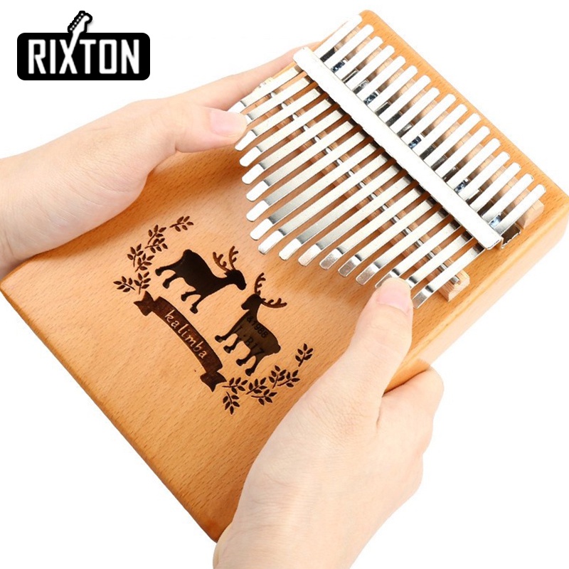 Rixton Kalimba 17 Key Thumb Piano with Tuning Hammer Portable Mahogany Body Finger Piano Kit