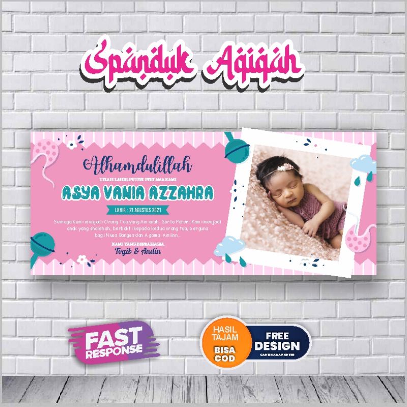 Baner spanduk aqiqoh anak custom murah / spanduk ucapan nikahan Sunatan  bisa custom