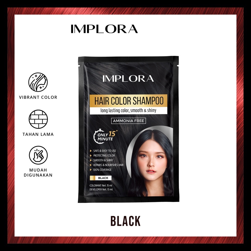 Implora Hair Color Shampoo | Pewarna Rambut Cat Rambut Semir Rambut by AILIN