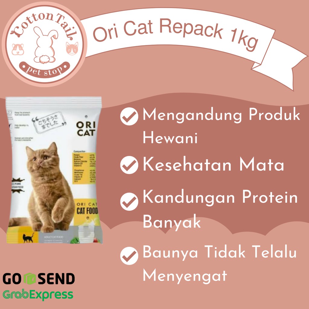 MAKANAN KUCING ORI CAT FOOD PREMIUM 1 KG REPACK MURAH