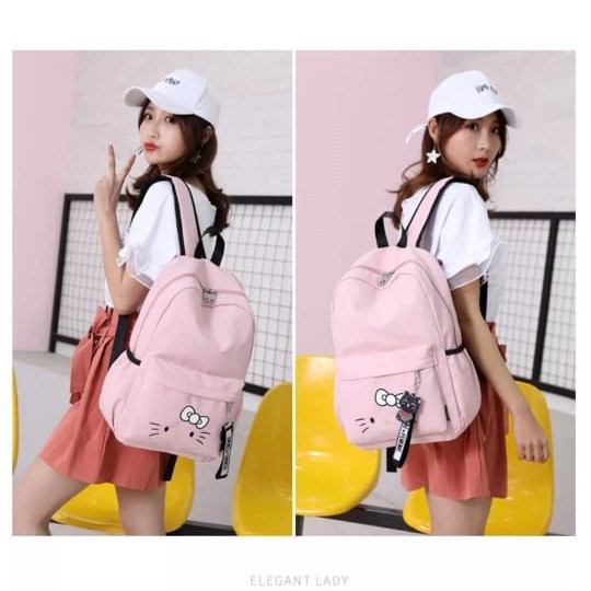 KSO_BAG - Tas Ransel Anak Wanita Terbaru 2020 Kekinian Backpack Motif Carakter HELLO KITTY Termurah