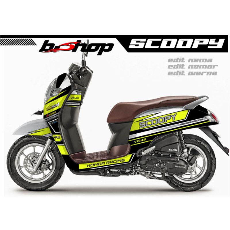 sticker decal scoopy vr 46 kuning hitam