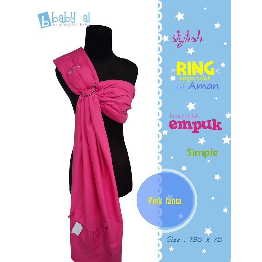 Gendongan Ring Sling Baby AL POLOS - Baby AL Gendongan Kain Panjang