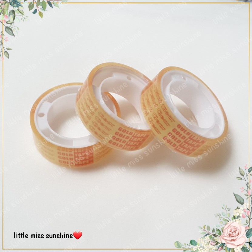 Isolasi Kado Kecil GOLDTAPE 1,2cm 1pcs Good Quality Tape ATK Lem Tempel Hadiah Acara HBD Transparan Mini Small Little Ultah Lakban Kecil Pita Rekat Bening Solasi Clear Tape Tapecutter Adhesive Selotip Selotape Plester Menempel Melekat Little Miss Sunshine