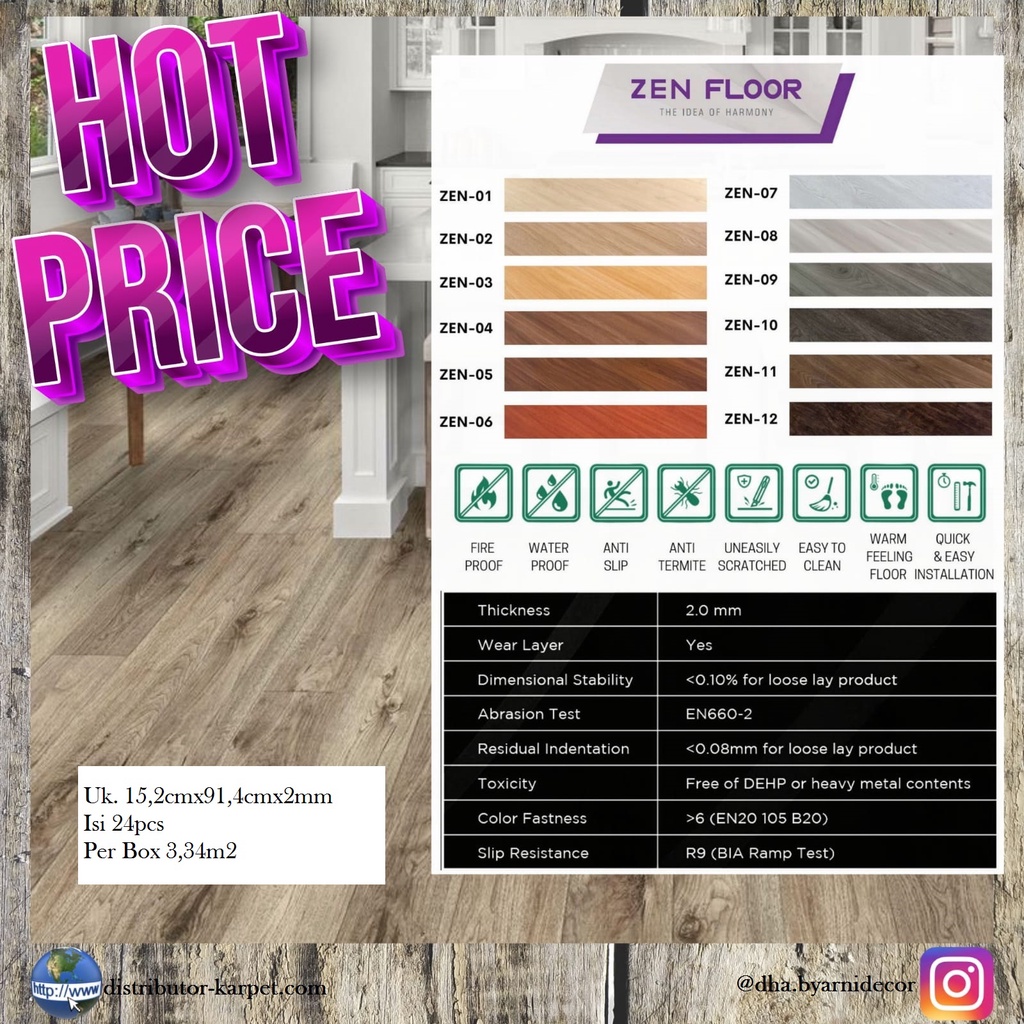 Lantai Vinyl Import Korea Zenfloor Motif Kayu
