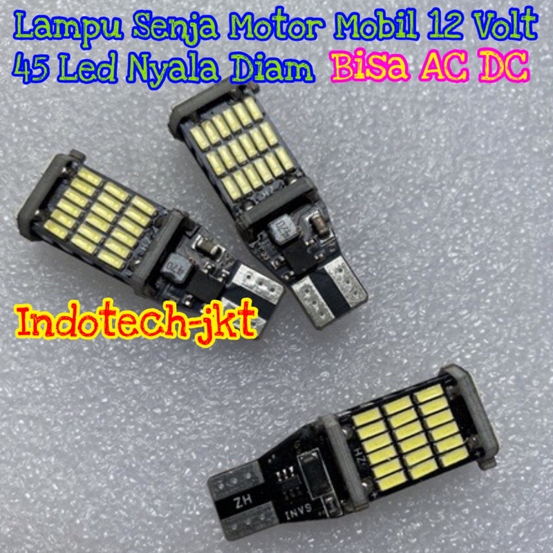 Lampu Senja Kota Mobil Motor t15 12 Volt Nyala Diam 45 LED