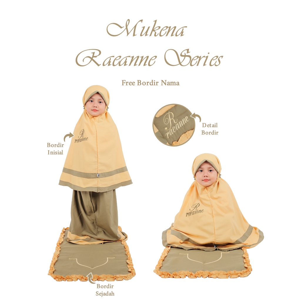 MUKENA SET SAJADAH CUSTOM BORDIR COUPLE ANAK DEWASA RAEANNE/MUKENA LEBARAN