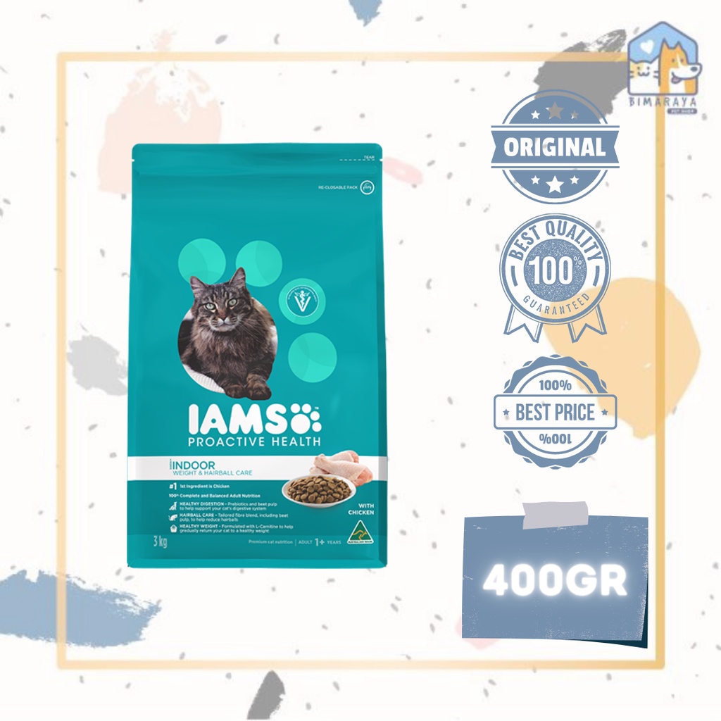 IAMS INDOOR WEIGHT &amp; HAIRBALL CARE 400GR FRESHPACK