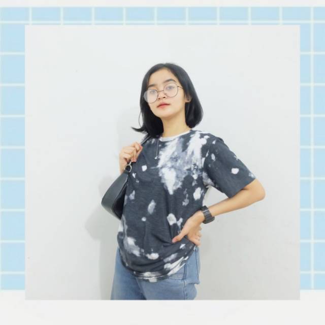 Kaos Tie Dye hitam putih - Tie Dye Black Tumbler Tee