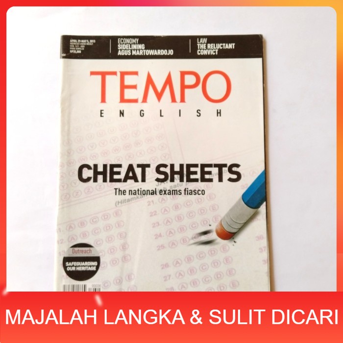 Majalah TEMPO ENGLISH No.36 Apr 2013 Cover CHEAT SHEETS Langka