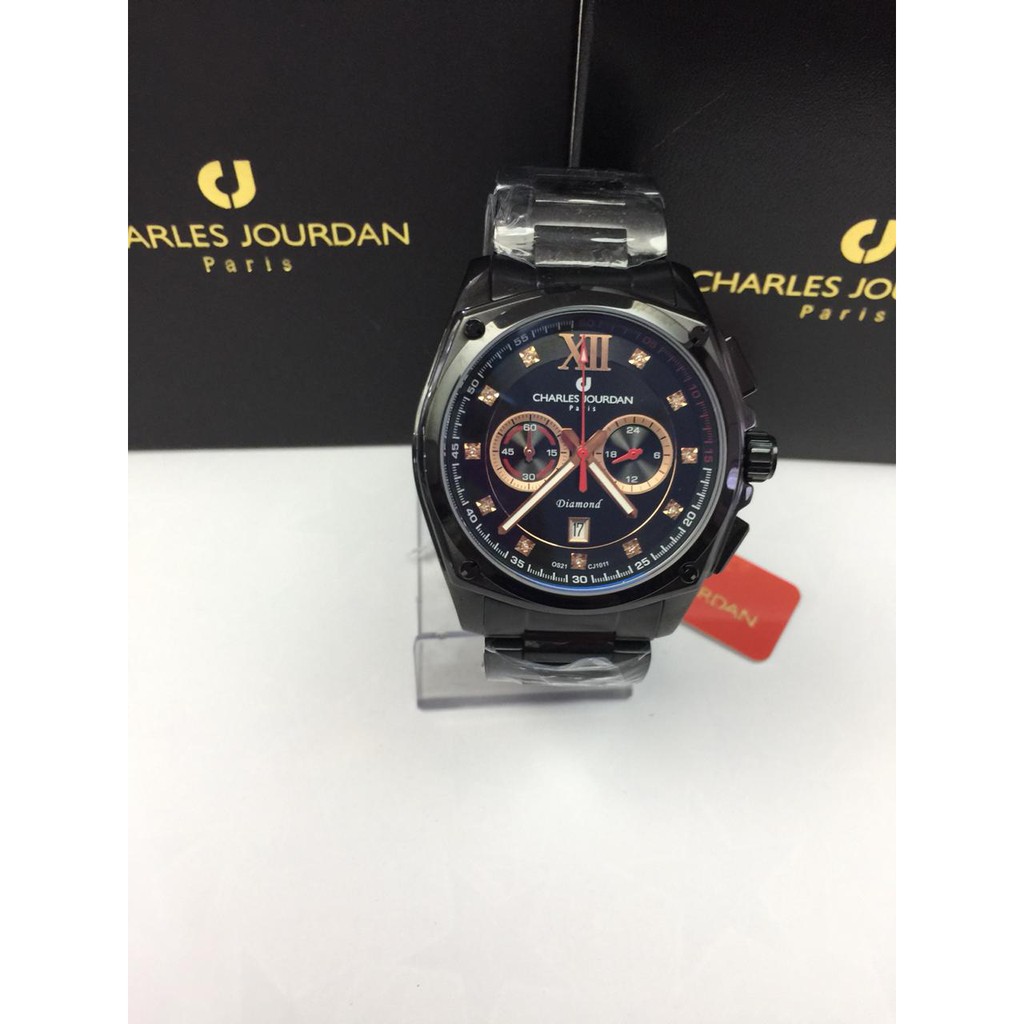 JAM TANGAN PRIA CHARLES JOURDAN CJ1011-1733 BLACK ORIGINAL