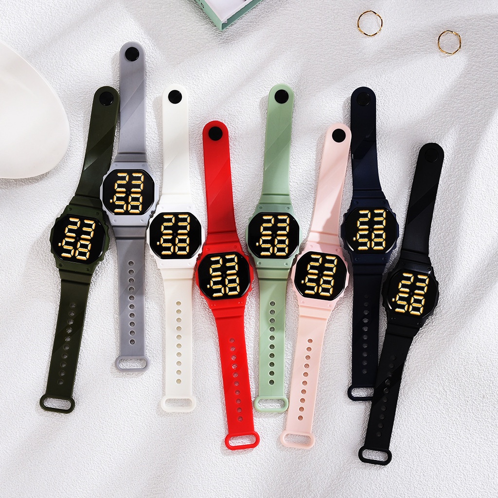 COD✅ Jam tangan Digital wanita pria watch LED rubber fashion jam electronic import   S1168