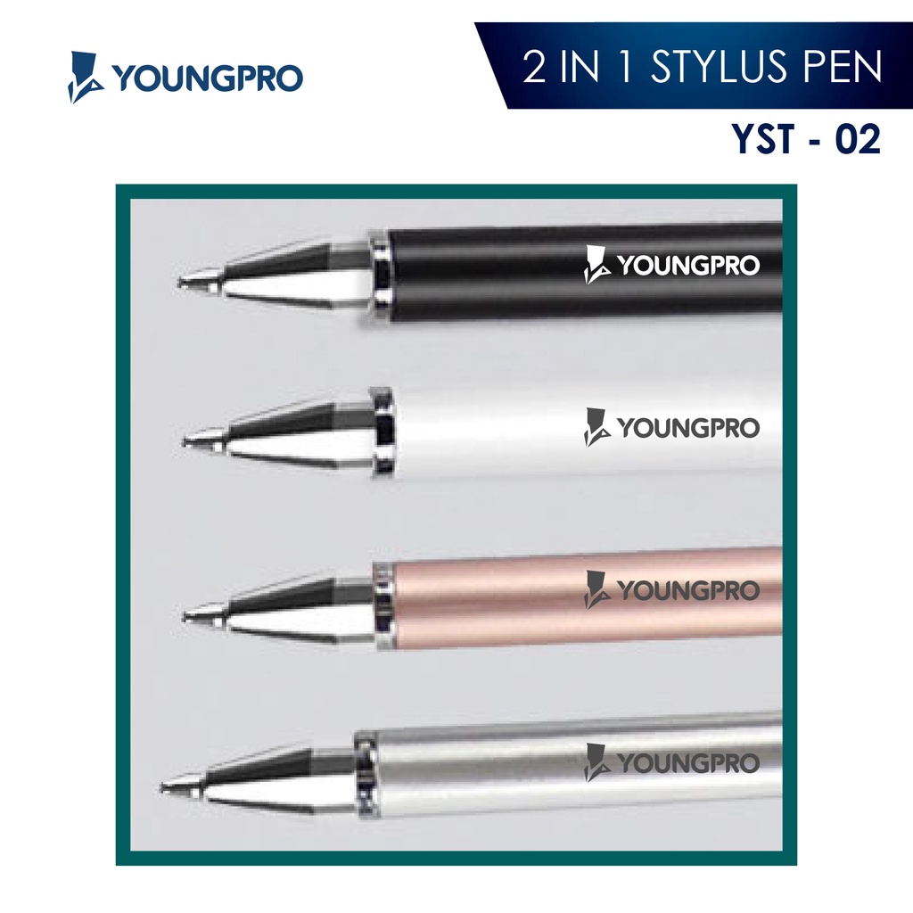 YOUNGPRO YST-02 Stylus Pen 2in1 Pulpen Universal Touch Screen untuk Alat Tulis Drawing Anak Dewasa