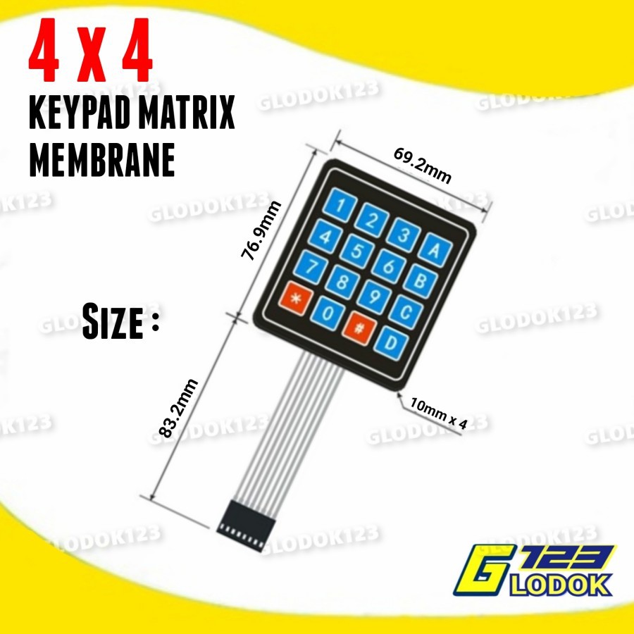 Keypad Membran 4x4 Matrix Arduino 4 x 4 Input Key Pad Membrane