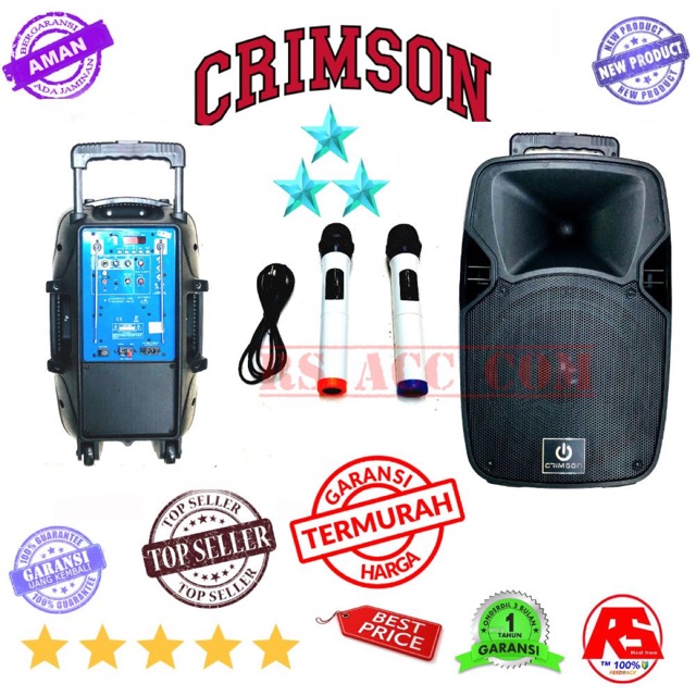 SPEAKER PORTABLE PA CRIMSON 10 INCH MICROPHONE WIRELESS ORIGINAL