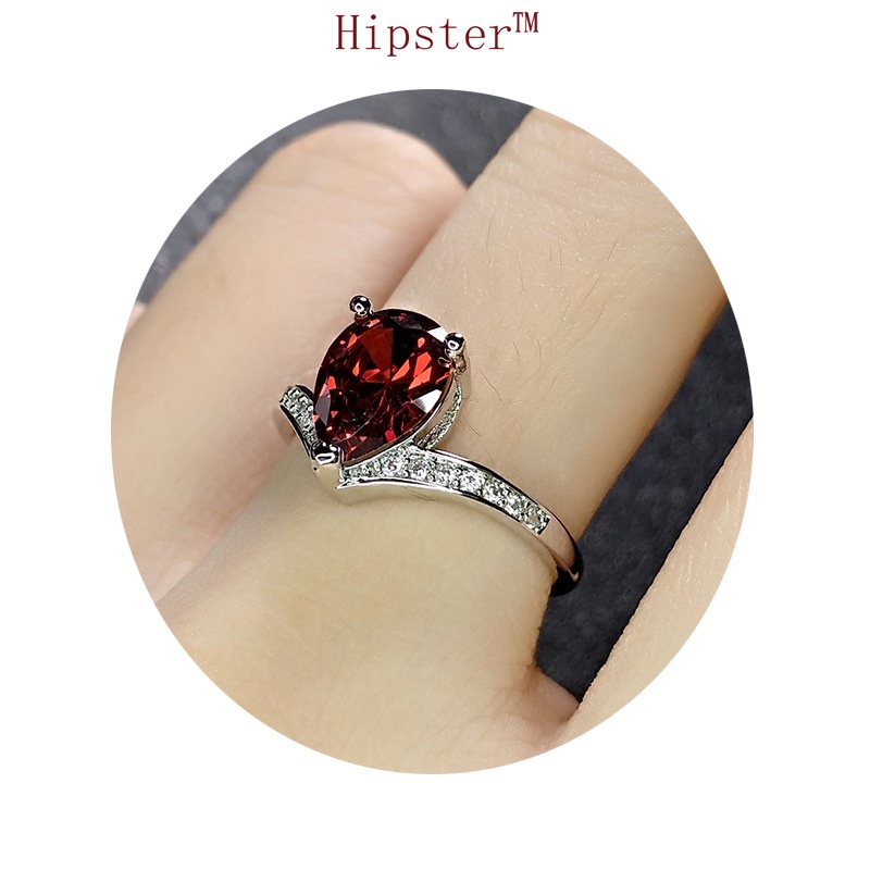 Hot Sale in Europe and America Classic Affordable Luxury Fashion Diamond Drop-Shaped Ruby Ring