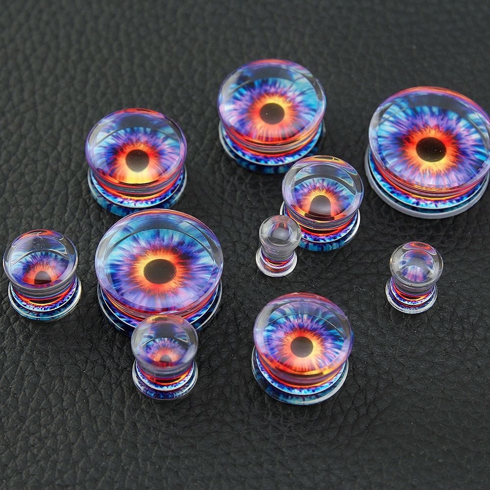 6-24mm Ear Gauges Acrylic Ear Plugs Tunnels Clear Ear Expanders Gauges Body Piercings Jewelry Purple Eyeball Design Earrings