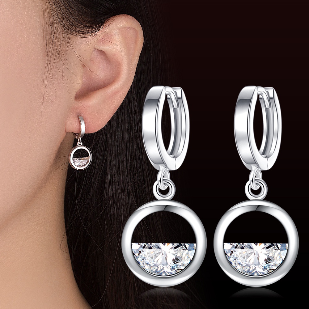 Anting Perak Sterling Wanita Fashion Aksen Berlian Aksesoris Gaya Korea
