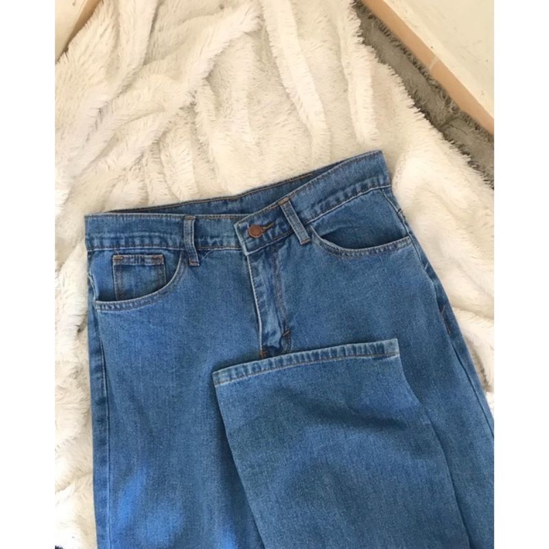 Highwaist BF Jeans Wanita Loose