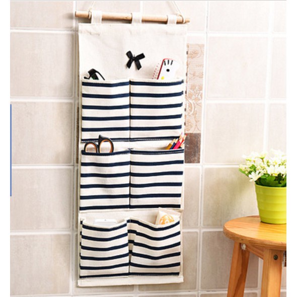 POUCH Gantung Dinding Serbaguna Rak Kain Kanvas Pouch Hanging Organizer Tempat Pernak Pernik Aksesoris