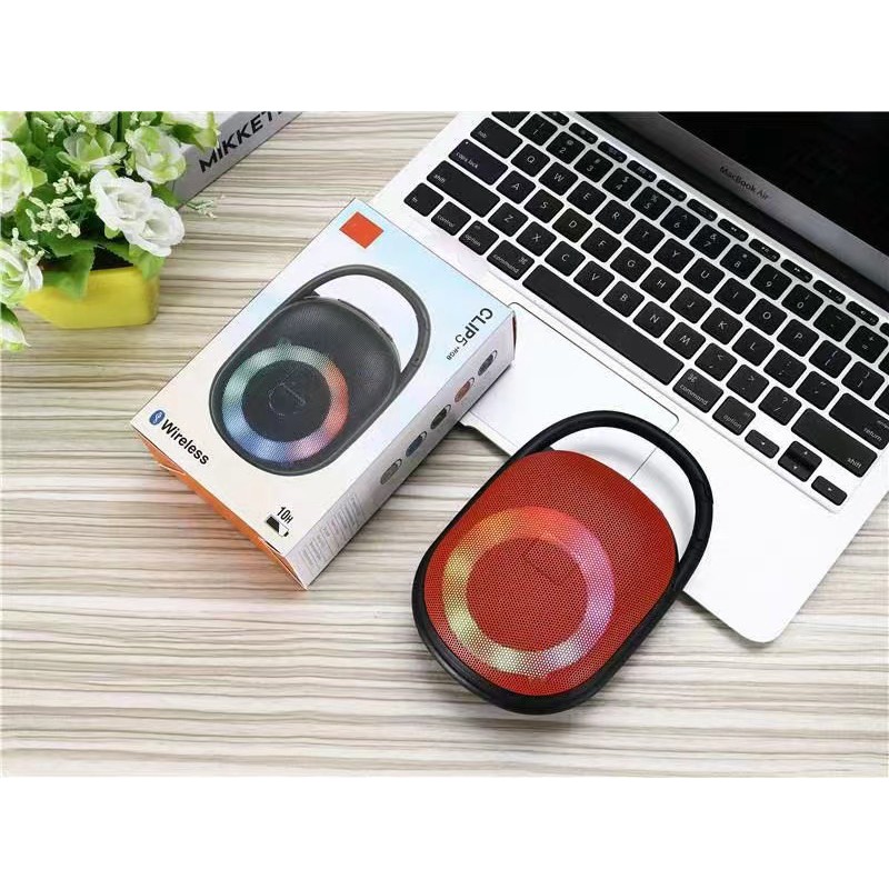 Speaker Bluetooth LED KIMISO CLIP 5 + RGB Portable Speker CLIP5 Wireless TWS 2 in 1