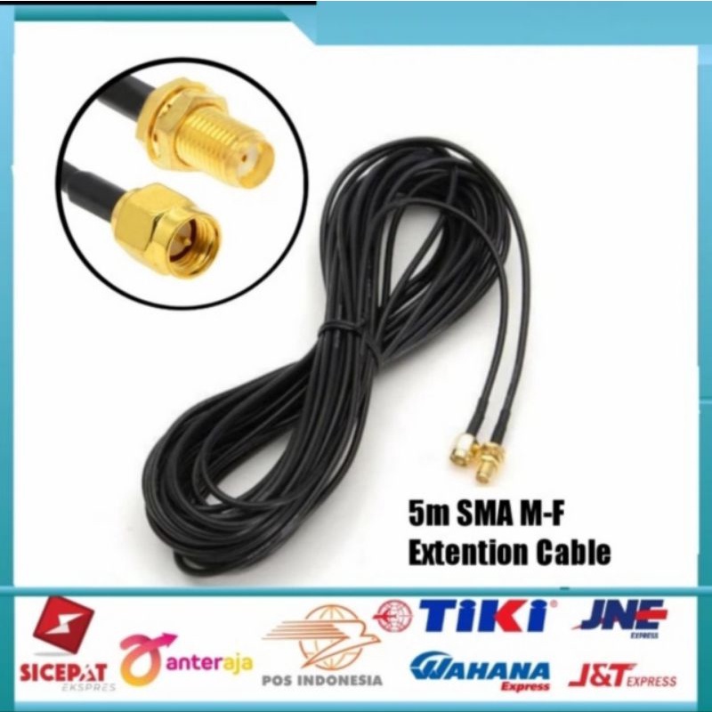 SMA Male To SMA Female Kabel Wifi Perpanjangan Antena Extension 5 Meter