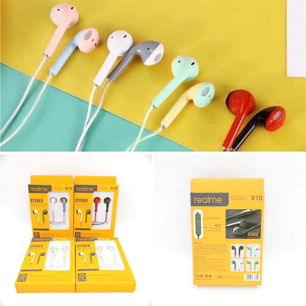 Headset Realme SK-R70 Stereo Earphone Handsfree Super Bass