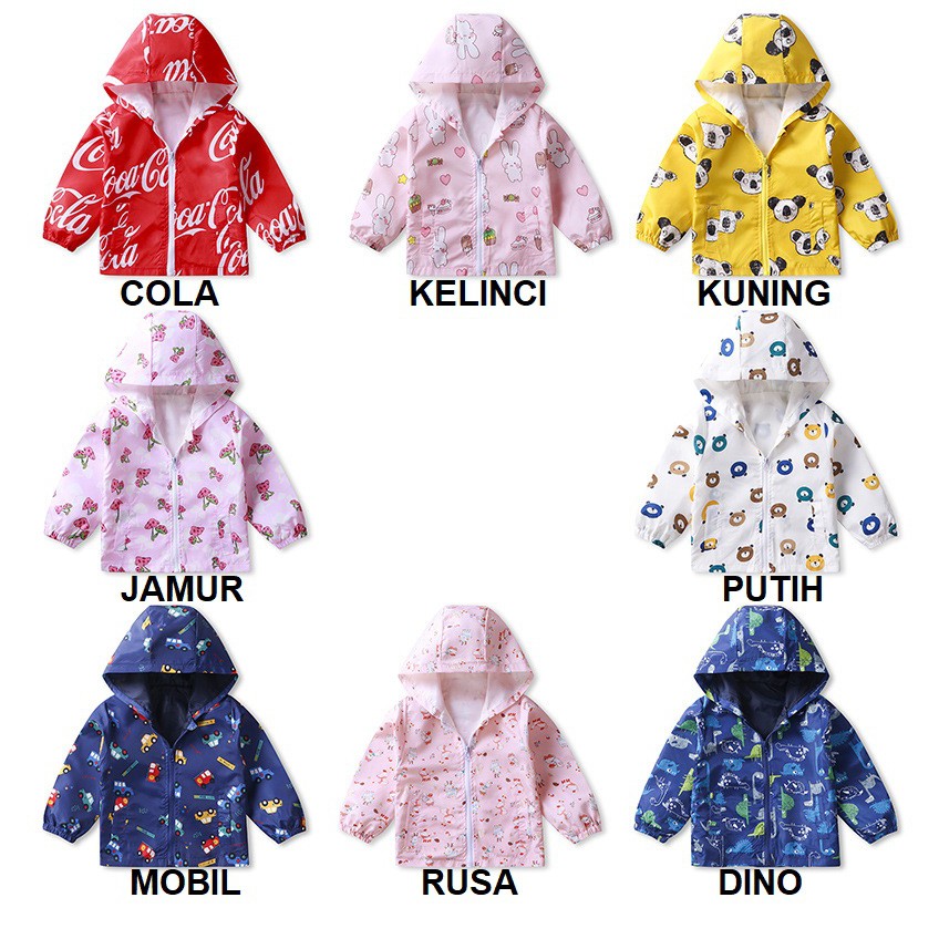 CHUBBI Jaket Anti Air Anak Laki Perempuan Semi Parasut Import