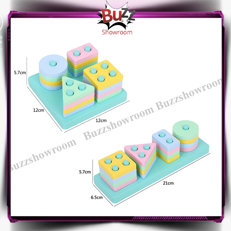 Geometri Bentuk Mainan Anak Kayu Montessori Sensory Basic Shape