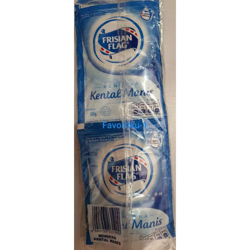 

Susu Kental Manis Bendera FRISIAN FLAG Putih 40 gr. 1 Pack Isi 6 Sachet