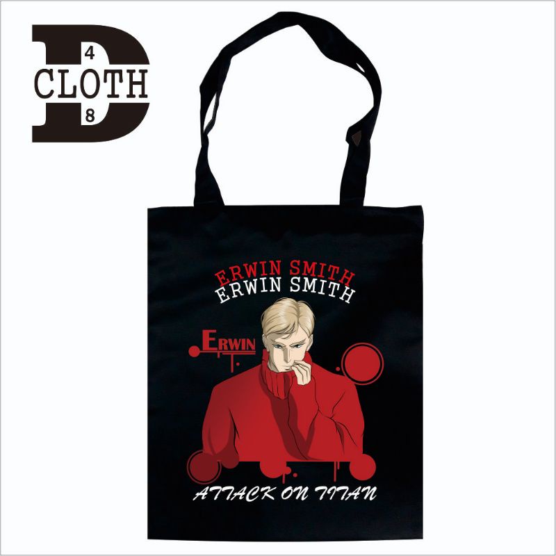 Tote Bag Resleting Anime Erwin Smith Attack On Titan Bahan Drill Cotton