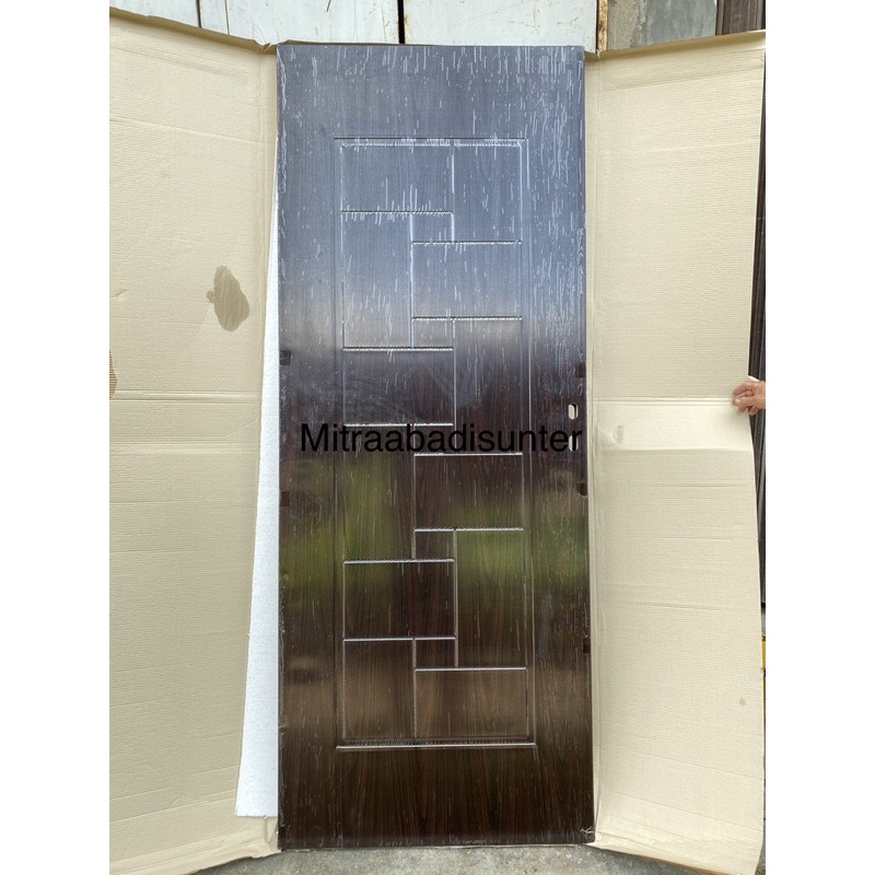PINTU UTAMA / KAMAR TIDUR BAJA ALESSA JL STEEL ECO 08 - WHITE / BROWN